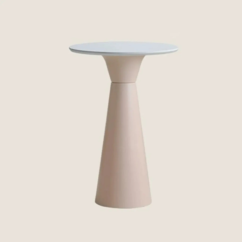 Élégante table de bar ronde sur piédestal en marbre blanc