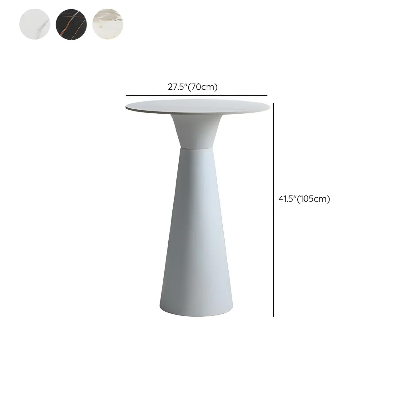 Élégante table de bar ronde sur piédestal en marbre blanc