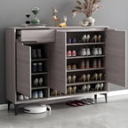 Meuble à chaussures contemporain en bois gris avec étagère inférieure