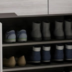 Meuble à chaussures contemporain en bois gris avec étagère inférieure