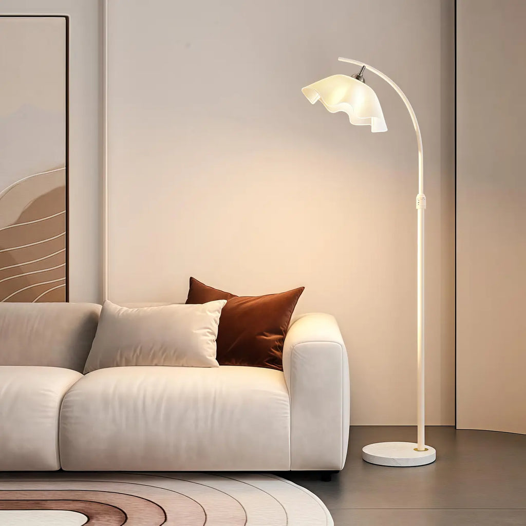 Lampadaire noir réglable moderne en acrylique avec fleur -