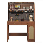 Mobiletto da Cucina in Legno Marrone a 2 Cassetti con Alzata