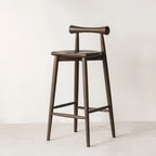 Tabourets de bar minimalistes en bois noir avec dossier