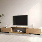 Meuble TV extensible en noyer avec rangement ouvert
