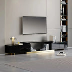 Meuble TV extensible en noyer avec rangement ouvert