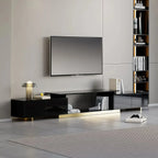 Meuble TV extensible en noyer avec rangement ouvert