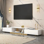 Meuble TV extensible en noyer avec rangement ouvert