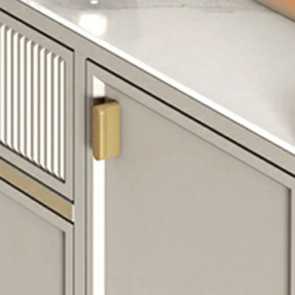 Meuble à chaussures d'entrée en bois blanc cassé avec 2 tiroirs