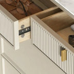 Meuble à chaussures d'entrée en bois blanc cassé avec 2 tiroirs
