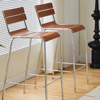 Tabourets de bar empilables rectangulaires en bois brun de style industriel avec dossier