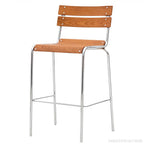 Tabourets de bar empilables rectangulaires en bois brun de style industriel avec dossier