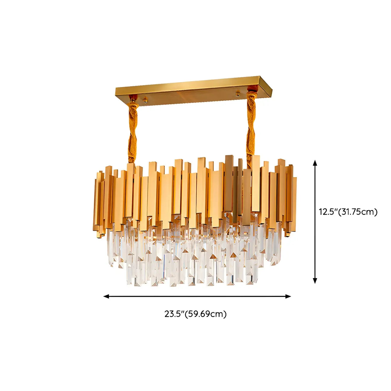 Lampada a sospensione a isola a 3 livelli con cristalli arancioni e LED per cucina