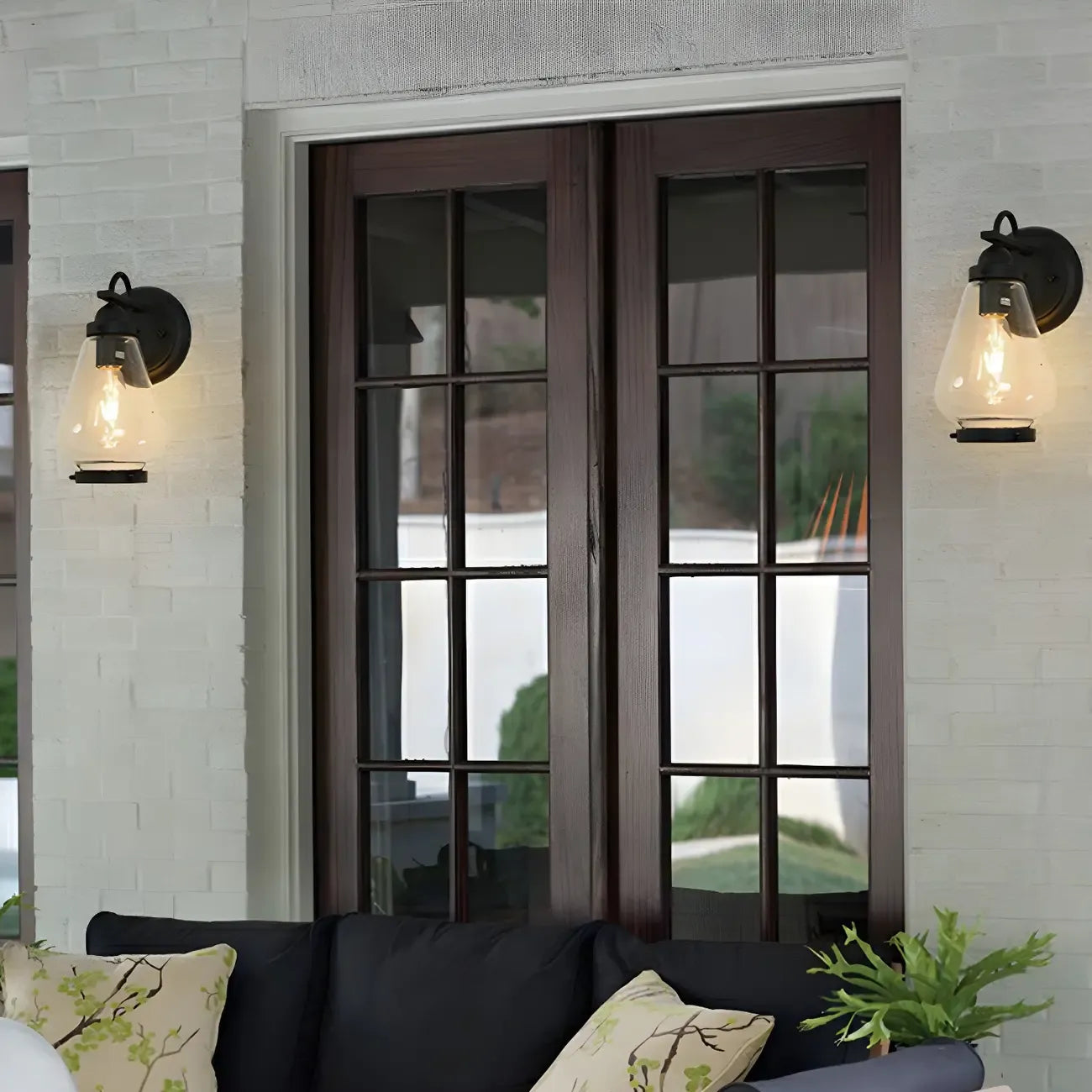 Lanterne moderne en verre transparent, applique murale extérieure à LED