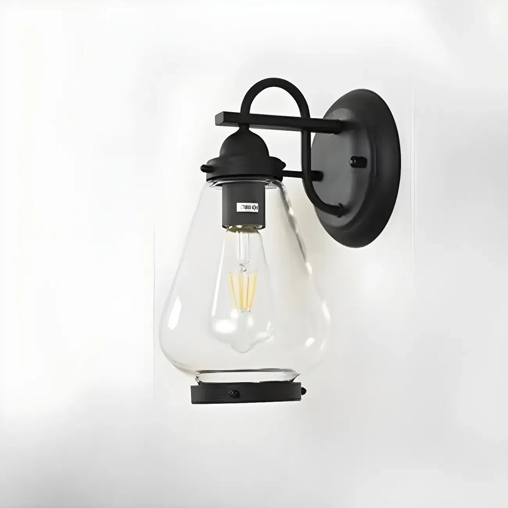 Lanterne moderne en verre transparent, applique murale extérieure à LED