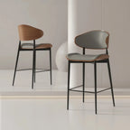 Tabourets de bar modernes en métal noir et cuir, hauteur comptoir