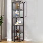 Vitrine moderne sur pied à 4 étagères en métal avec portes vitrées