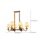 Lampadario a sospensione moderno regolabile color oro con paralume in tessuto