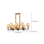 Lampadario a sospensione moderno regolabile color oro con paralume in tessuto