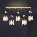 Suspension moderne en acier doré, verre et cristal pour cuisine