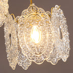 Suspension moderne en acier doré, verre et cristal pour cuisine