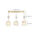Suspension moderne en acier doré, verre et cristal pour cuisine
