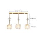 Suspension moderne en acier doré, verre et cristal pour cuisine