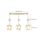 Suspension moderne en acier doré, verre et cristal pour cuisine