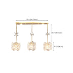 Suspension moderne en acier doré, verre et cristal pour cuisine