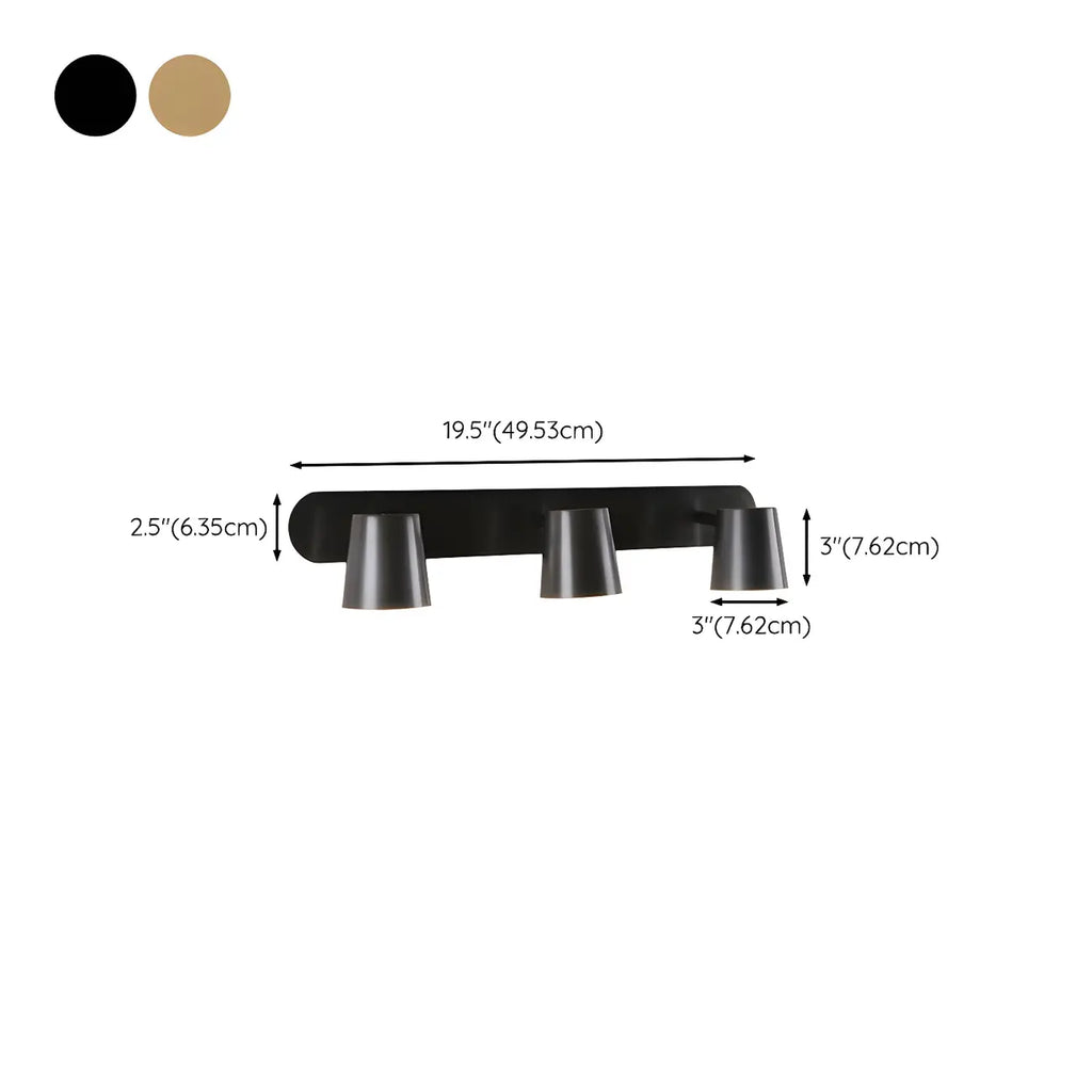 Applique murale géométrique noire à intensité variable avec 3 lampes