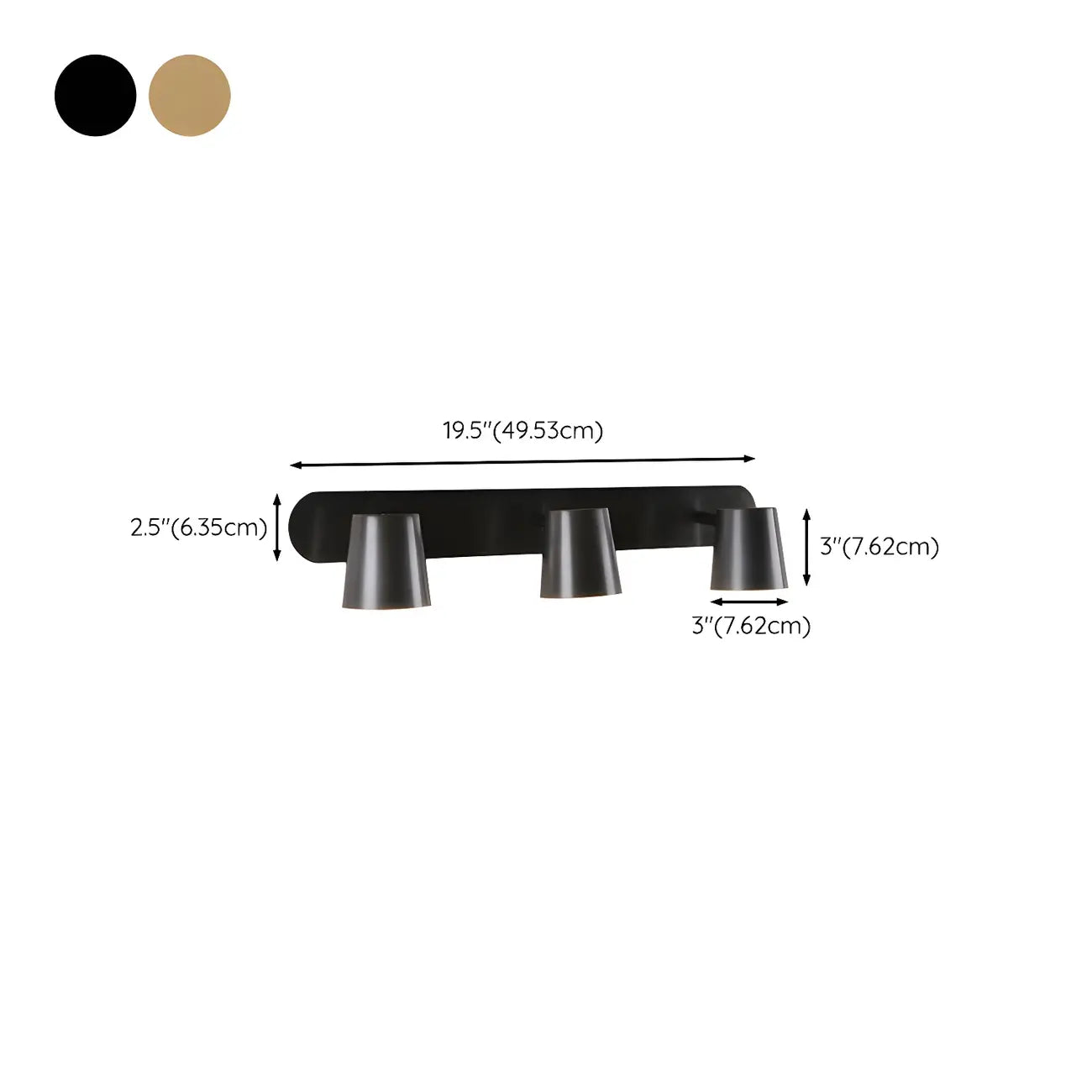 Applique murale géométrique noire à intensité variable avec 3 lampes