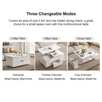 Table basse pliable à plateau relevable avec 4 tabourets et rangement