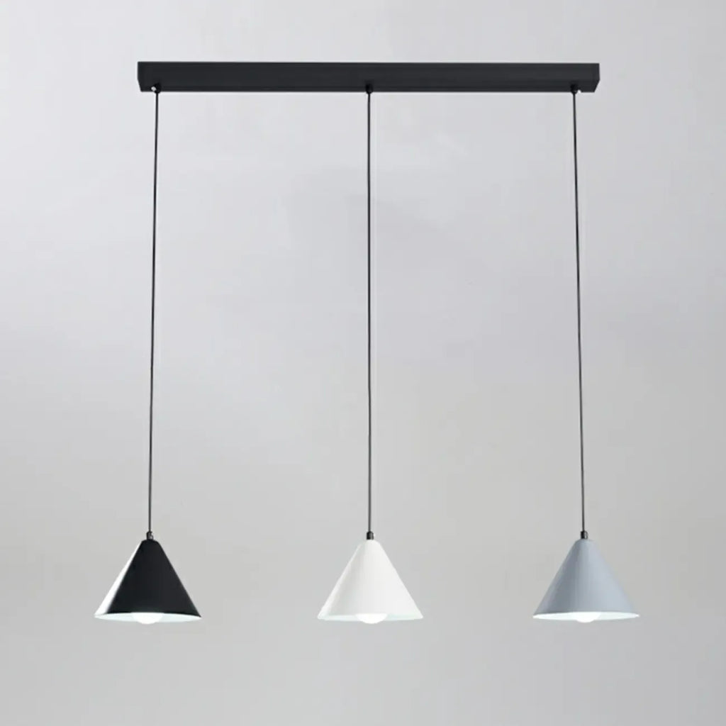 Suspension moderne à 3 lumières multicolores en forme de cône pour îlot de cuisine