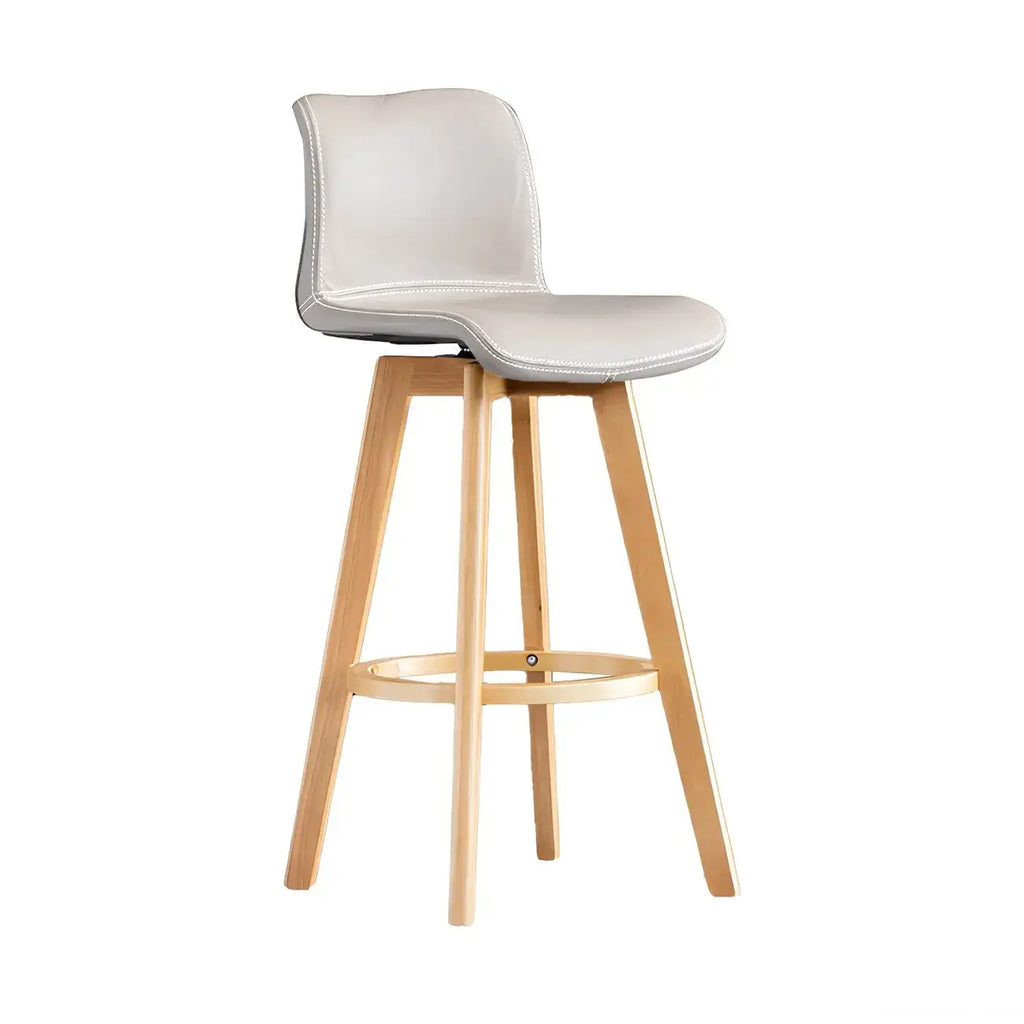 Tabouret de bar pivotant en cuir vieilli style milieu du siècle avec dossier