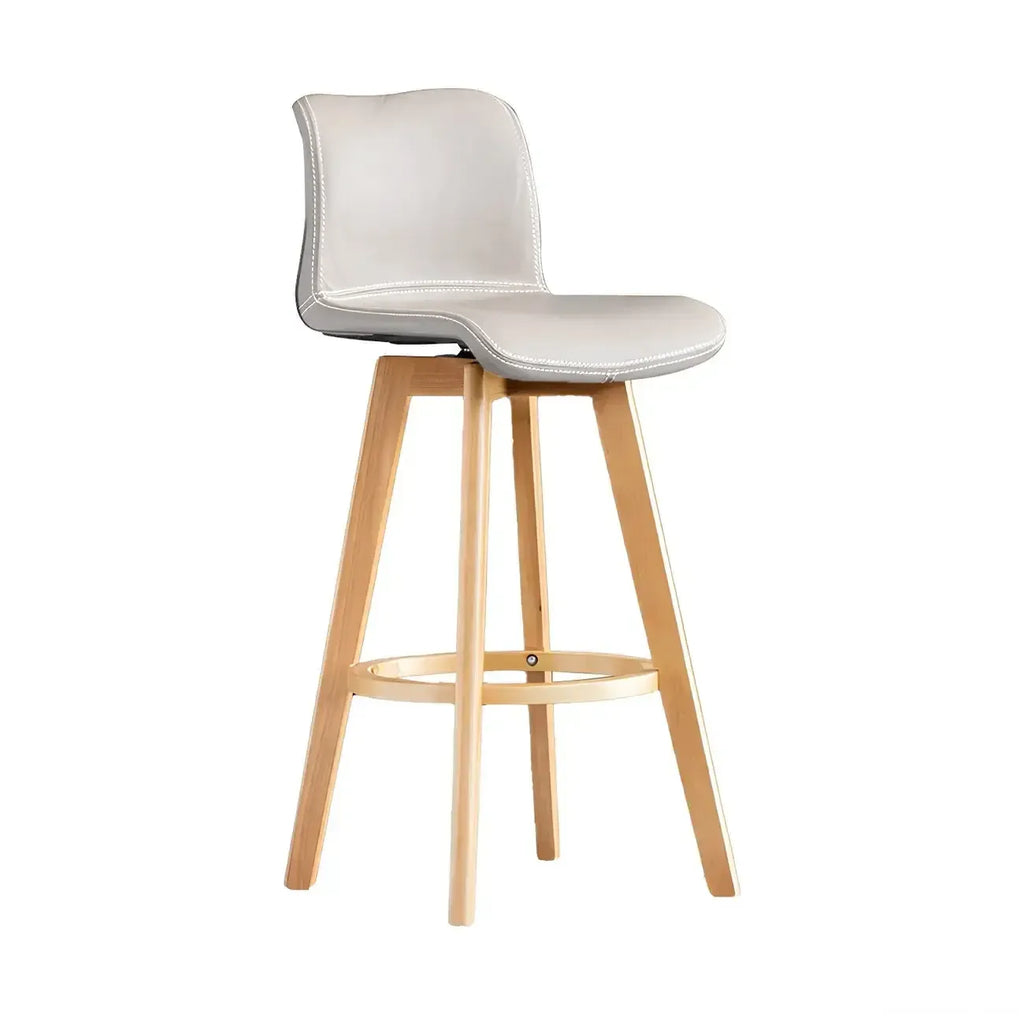 Tabouret de bar pivotant en cuir vieilli style milieu du siècle avec dossier