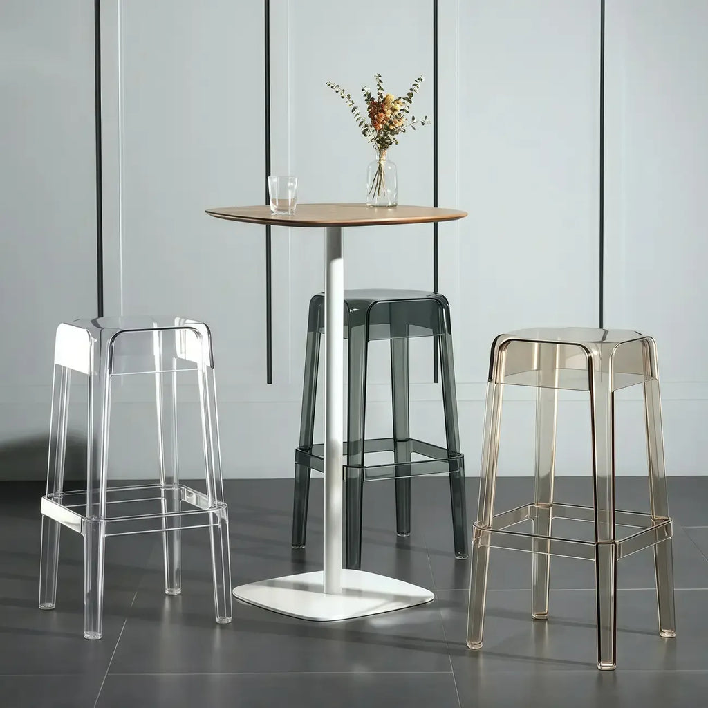 Tabouret de bar carré moderne à quatre pieds en acrylique