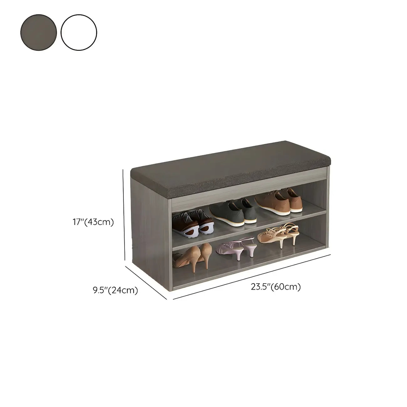 Banc d'entrée en bois avec rangement à chaussures rabattable et assise rembourrée