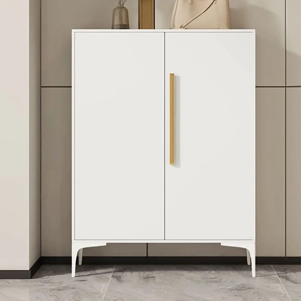 Armoire à chaussures réglable en métal blanc-gris pour entrée