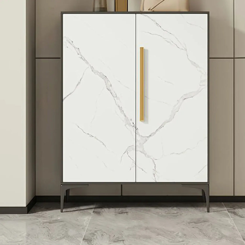Armoire à chaussures réglable en métal blanc-gris pour entrée