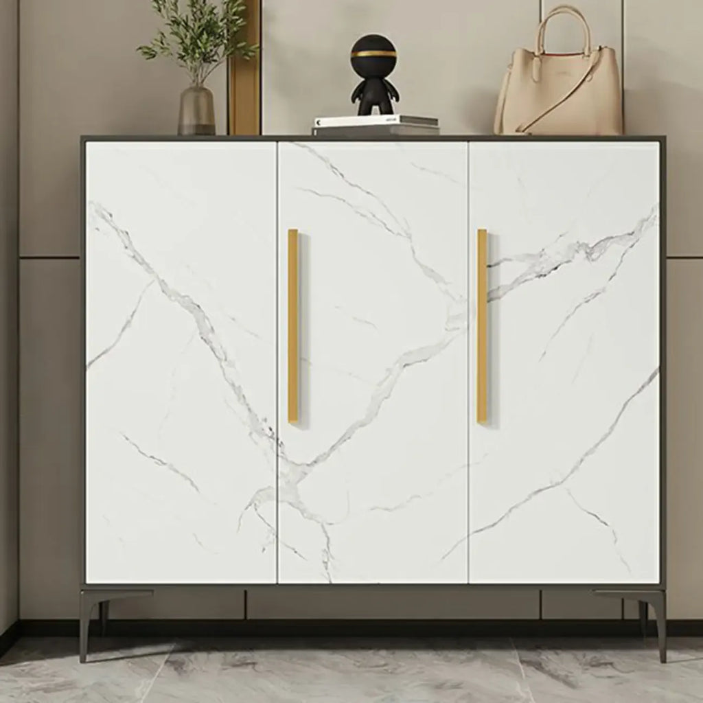 Armoire à chaussures réglable en métal blanc-gris pour entrée
