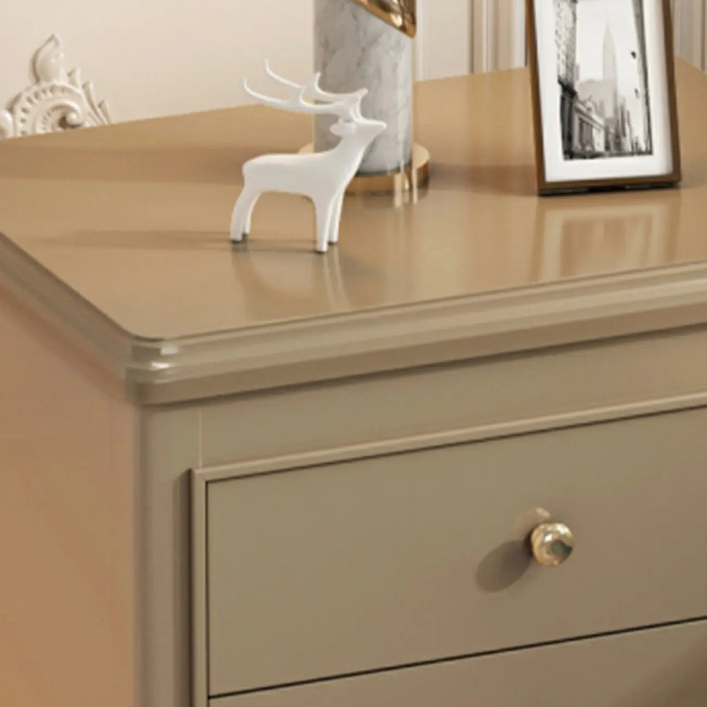 Table de chevet glamour en bois d'hévéa blanc à 2 tiroirs avec pieds