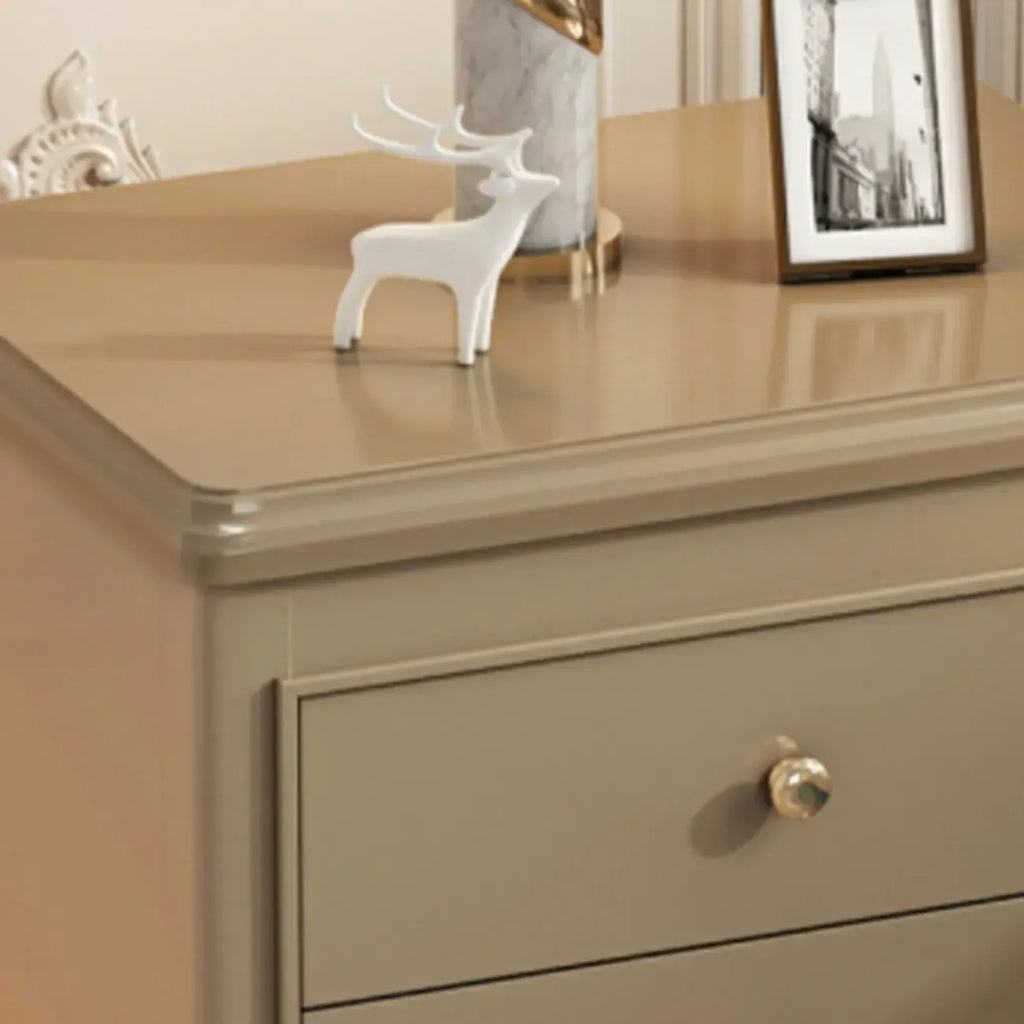 Table de chevet glamour en bois d'hévéa blanc à 2 tiroirs avec pieds