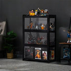 Vitrine moderne en bambou noir et verre avec porte rabattable