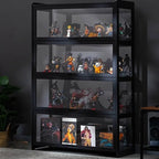 Vitrine moderne en bambou noir et verre avec porte rabattable