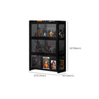 Vitrine moderne en bambou noir et verre avec porte rabattable