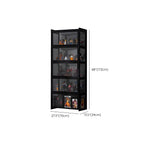 Vitrine moderne en bambou noir et verre avec porte rabattable