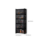 Vitrine moderne en bambou noir et verre avec porte rabattable