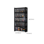 Vitrine moderne en bambou noir et verre avec porte rabattable