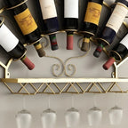 Porte-bouteilles et verres mural en métal simple en forme d'éventail