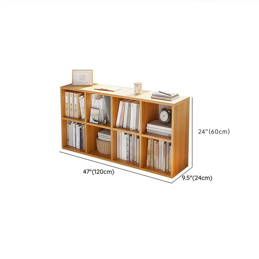 Bibliothèque horizontale cubique en bois blanc décontracté