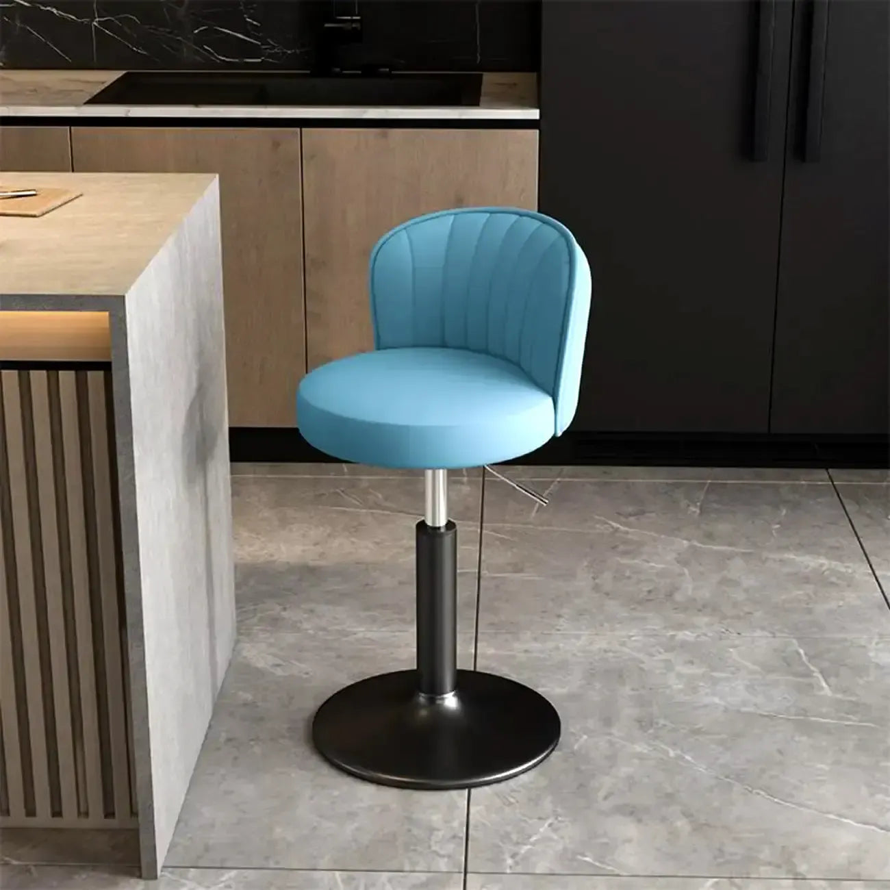 Tabourets de bar pivotants réglables en cuir moderne avec dossier